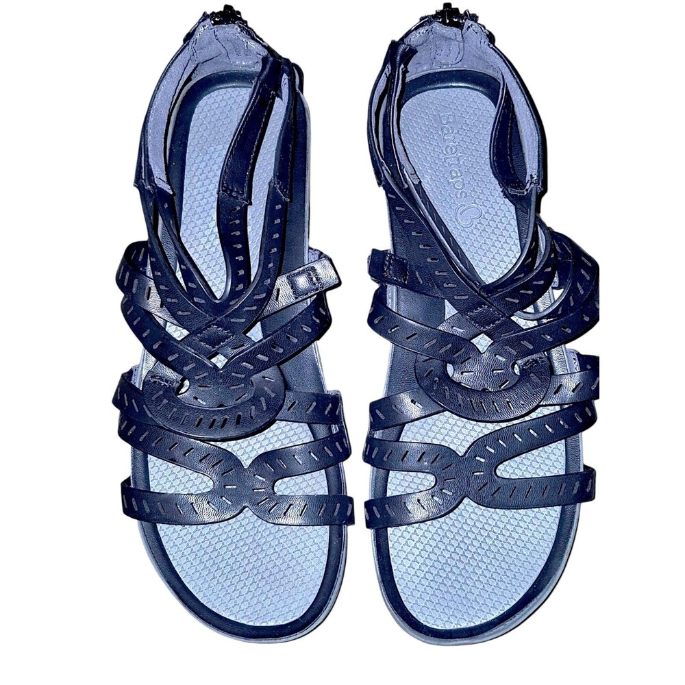 BareTraps Navy Strappy Cutout Flat Sandals